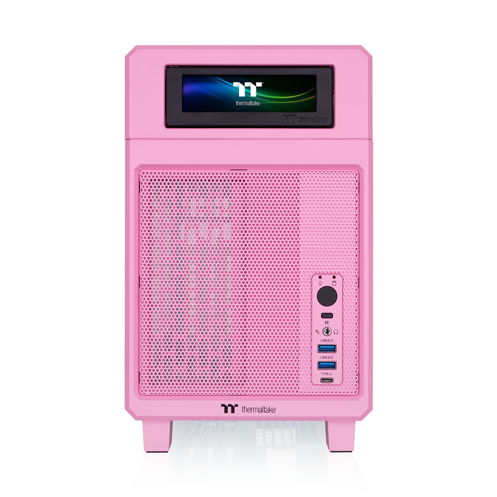 Das TR100 ist ein kompaktes PC Mini-ITX-Gehäuse (Tower) in Bubble Pink