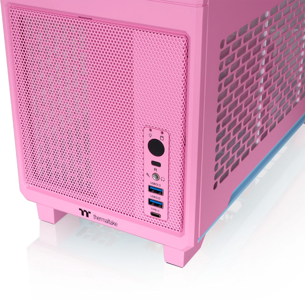 Das TR100 ist ein kompaktes PC Mini-ITX-Gehäuse (Tower) in Bubble Pink