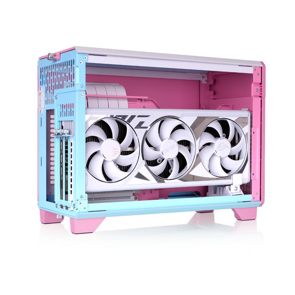 Das TR100 ist ein kompaktes PC Mini-ITX-Gehäuse (Tower) in Bubble Pink
