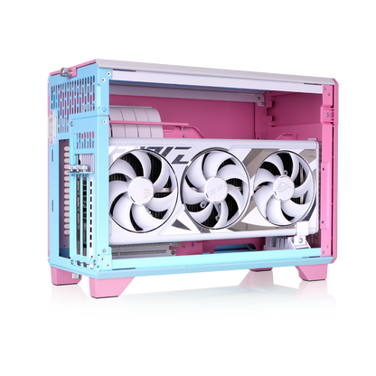 Das TR100 ist ein kompaktes PC Mini-ITX-Gehäuse (Tower) in Bubble Pink