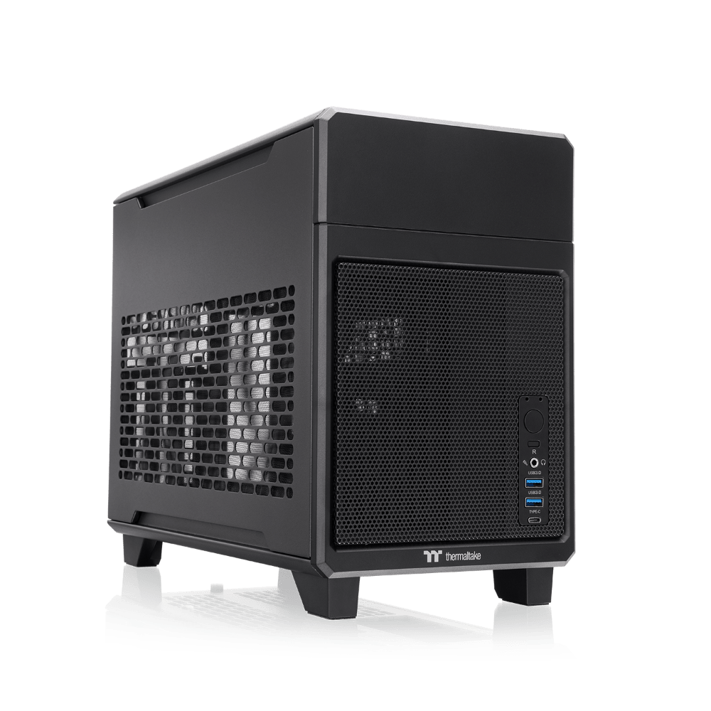 Das TR100 Mini-Tower-Gehäuse ist ein kompaktes PC Mini-ITX-Gehäuse in Black