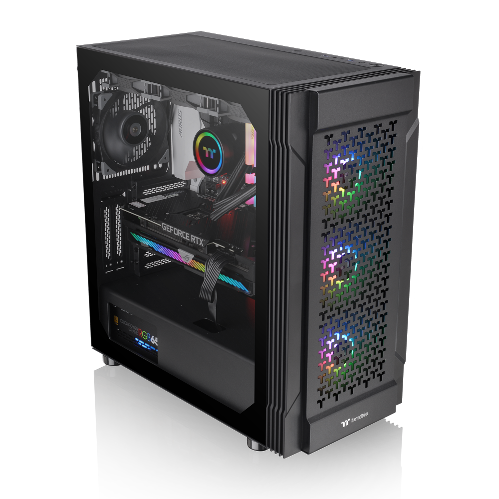Der Versa T27 TG ARGB Midi Tower ist ein ATX PC Gehäuse mit Mesh-Front und 3x vorinstallierten 120 mm RGB Lüfter die per Motherboard-Synchronisationssoftware gesteuert werden können.