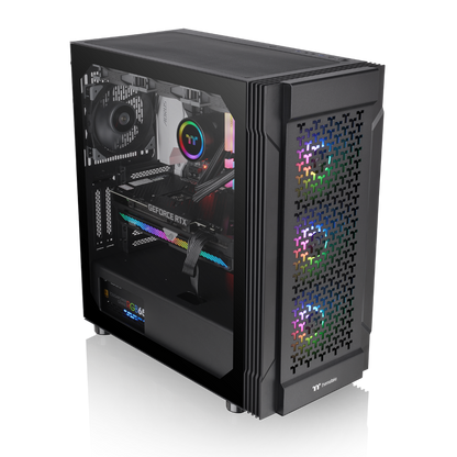 Der Versa T27 TG ARGB Midi Tower ist ein ATX PC Gehäuse mit Mesh-Front und 3x vorinstallierten 120 mm RGB Lüfter die per Motherboard-Synchronisationssoftware gesteuert werden können.